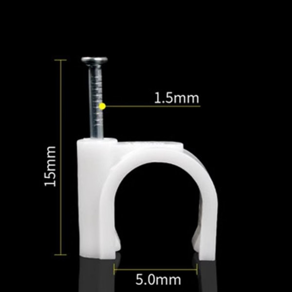 100st Circle Wall Clip Kabelklämmor 5MM 5mm