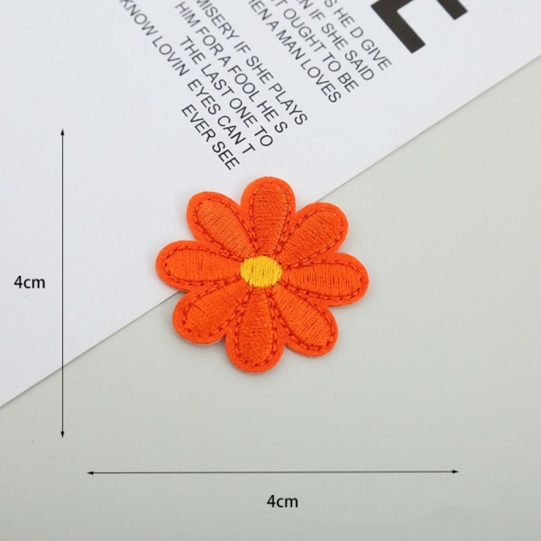 40 STK Flower Brodered Patches Brodery Pads ORANSJE orange