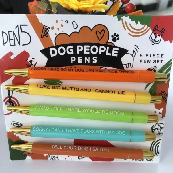 5kpl Funny Pens Set Kuulakärkikynät DOG PEOPLE DOG PEOPLE Dog People
