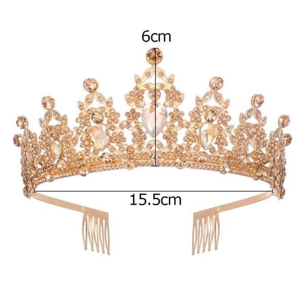 Luksuriøs barokk vintage brudekrone tiara GULL Gold