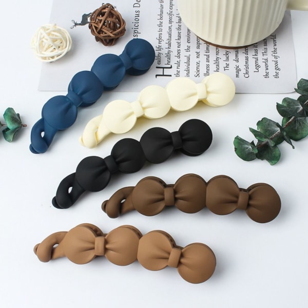 Sløjfe Ovale Bananclips Matte Hårspænder BRUN STYLE 1 STYLE 1 Brown Style 1-Style 1