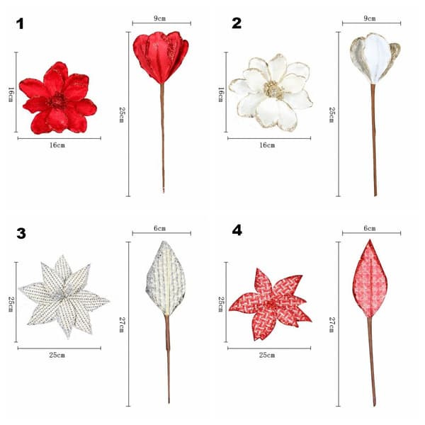 Glitter Juleblomster Artificial Floral Stake 1 1 1