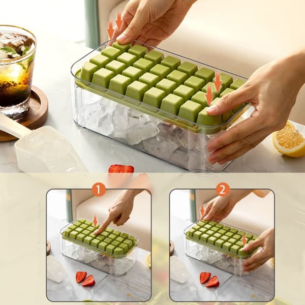 Ice Cube Bakke Ice Cube Maker Form GRØN 64 GRIDS 64 GRIDS Green 64 Grids-64 Grids