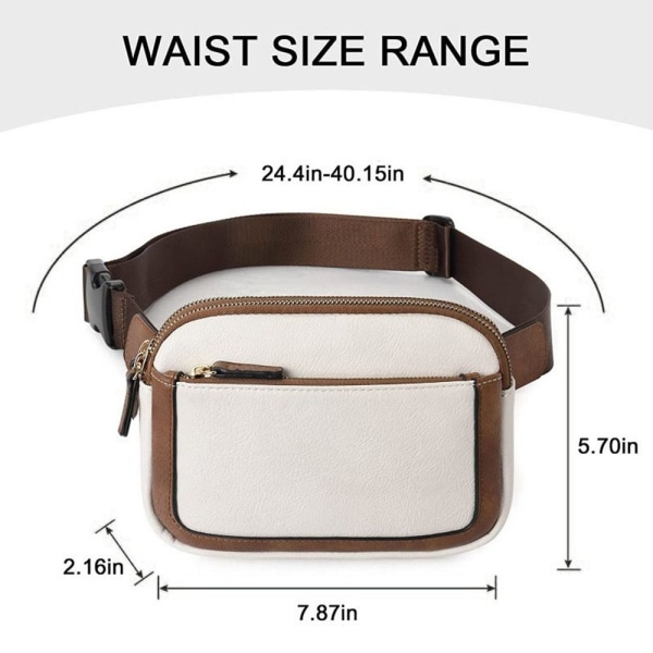 Nahkainen Fanny Packs naisille Naisten vyölaukku BEIGE RUSKEALLA Beige with Brown