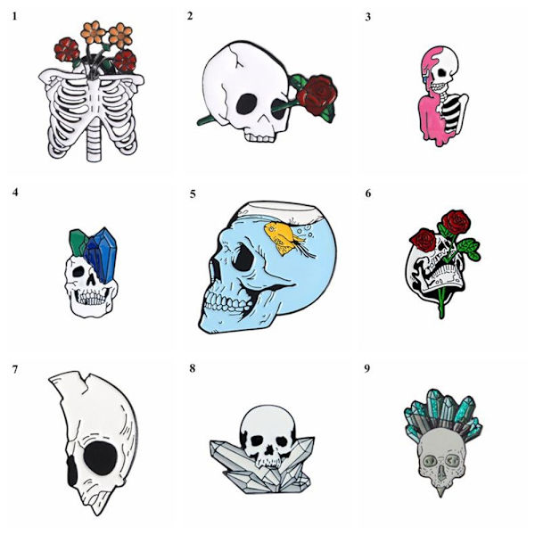 7 ST Emaljstift Brosch Gothic Lapel Pin
