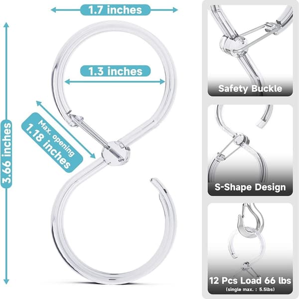 16 st Duschdraperikrokar Ringar Duschdraperikrokar i plast white