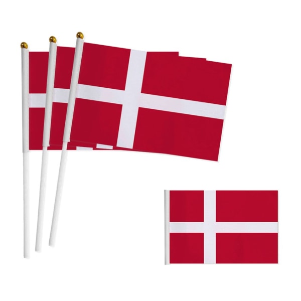 10 stk flagg fra det danske landslaget for UEFA Euro 2024 14x21cm