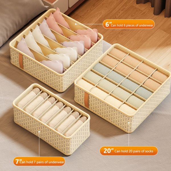 Underkläder Förvaringslåda Lådor Separatorlådor BEIGE 7 GRIDS 7 beige 7 grids-7 grids