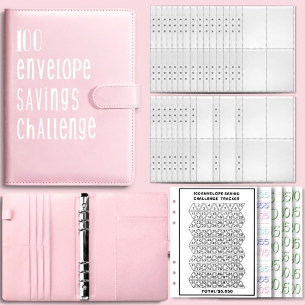 Konvoluttutfordring Binder Sparebok ROSA pink