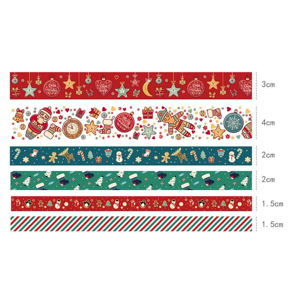 6 st/set God Jul Washi Tejp Boxförpackad