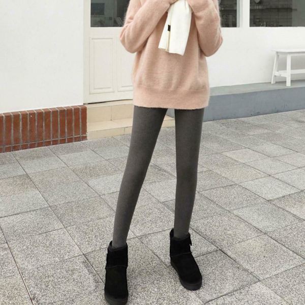 Dam Leggings Vinter Thicken Leggings GRÅ-XXXL Gray-XXXL