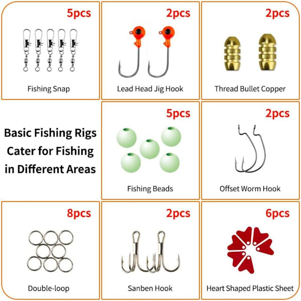 78 stk Fiske Agner Sett Luya Agner Kit Bulk Fiskeutstyr