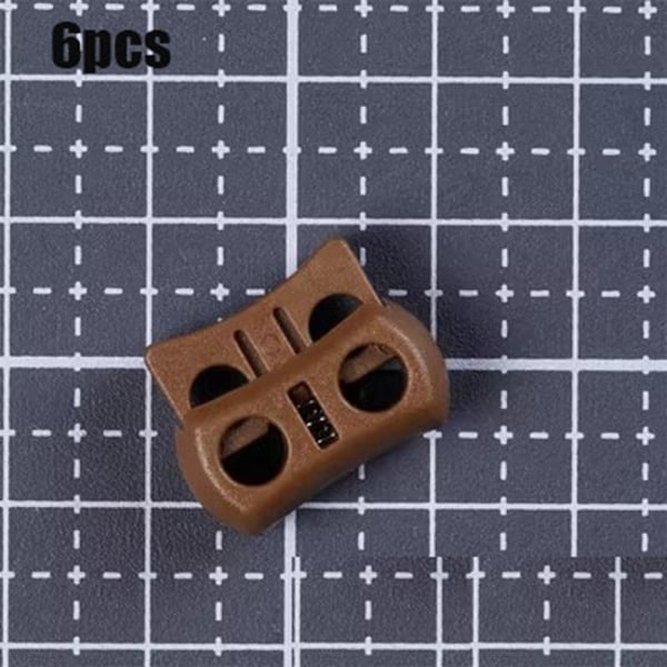 6 kpl Tactical Cord Lock Toggle Stopper RUSKEA Brown