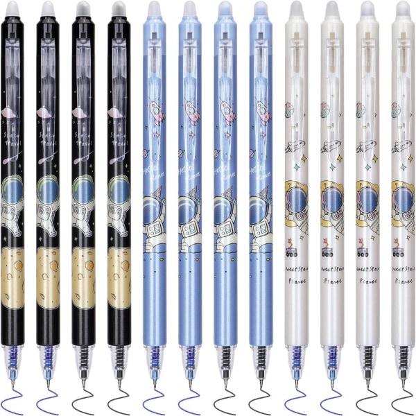 12 STK Gel Pen Svart Refill Pen Kulepenn