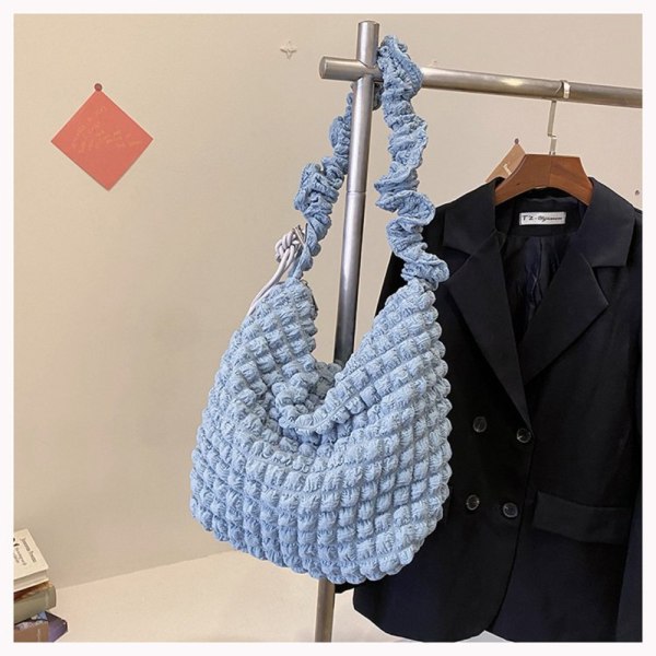 Puffy Handbag Wrist Tote Bag BLÅ Blue