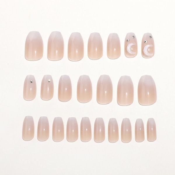 24 st/kartong Gentle Naken False Nail Gradation Diamond Fake Nail A A A