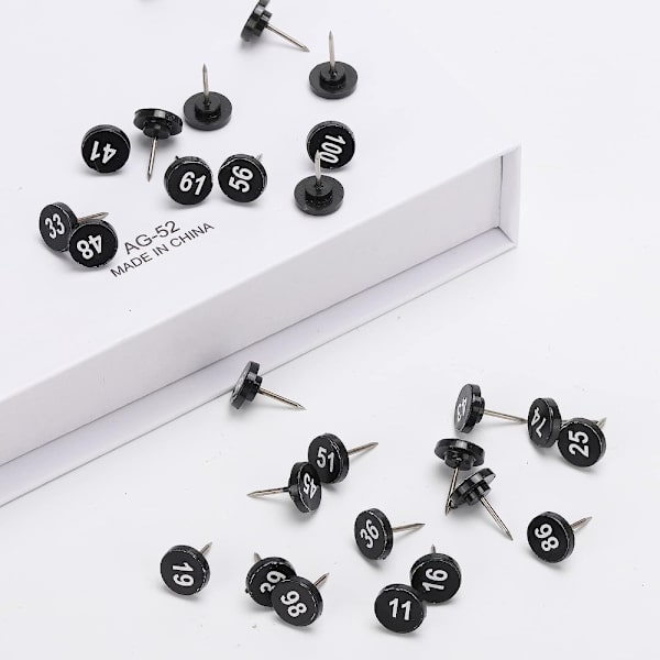 Sekventiella stift Numrerade tryckstift Tumstift