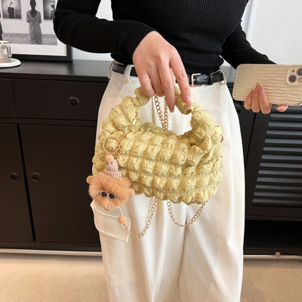 Puffy Handbag Kangaskassi MUSTA black