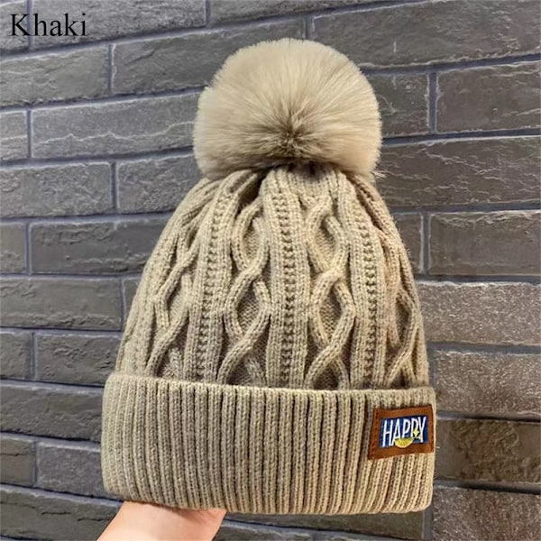 Talvihattu neulottu cap KHAKI khaki