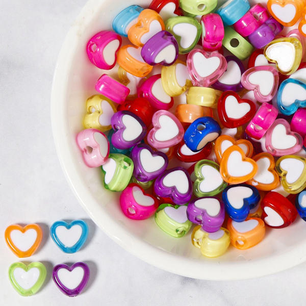 Heart Shape Bead Candy Color Beads Färgglad pärla