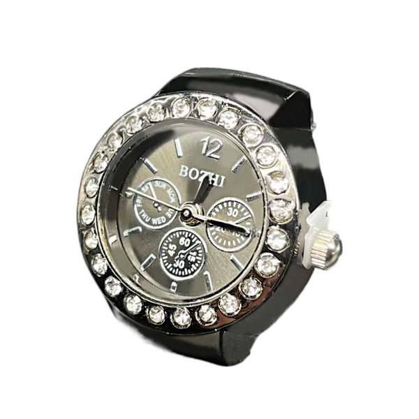 Finger Rings Klokker Ring Watch SVART Black