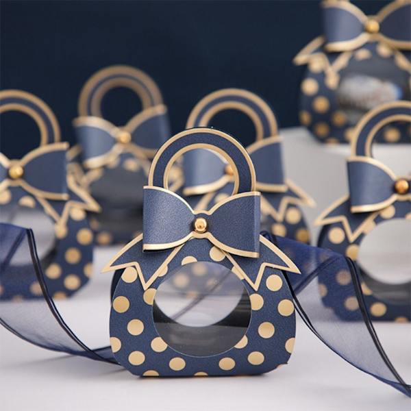 10 STK Bryllupsfavoritæske Chokolade Slikæsker MØRKEBLÅ Dark Blue