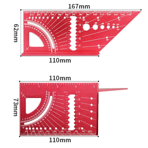 Trebearbeidingsvinkellinjal Gauge Gradskive 3D Multi Angle
