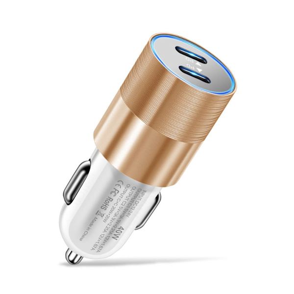 40W USB-C Nopea Auton Latauslaite 2 Porttia Adapteri Kaksois Tyypin C KULTA gold