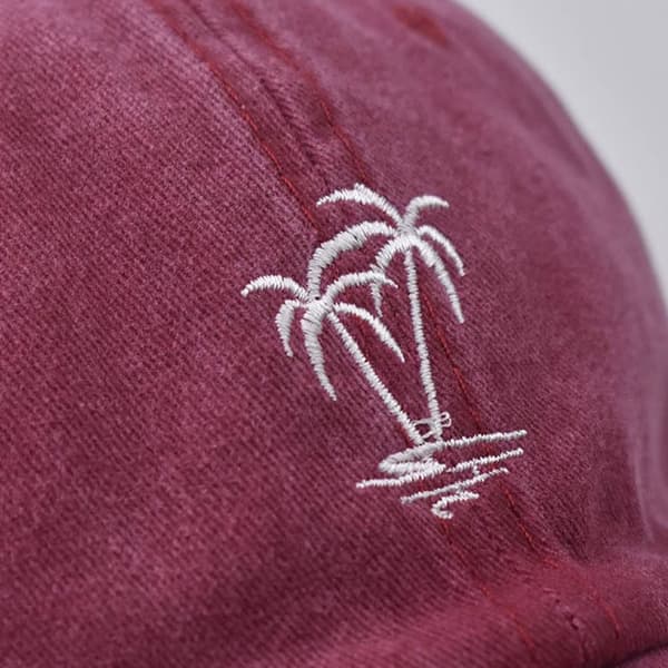 Coconut Tree Broderi Baseball Kepsar Distressed Faded Cap GRÅ grey