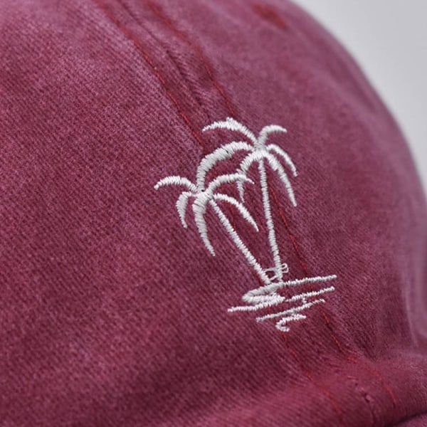 Coconut Tree Brodery Baseball Caps Distressed Faded Cap BEIGE beige