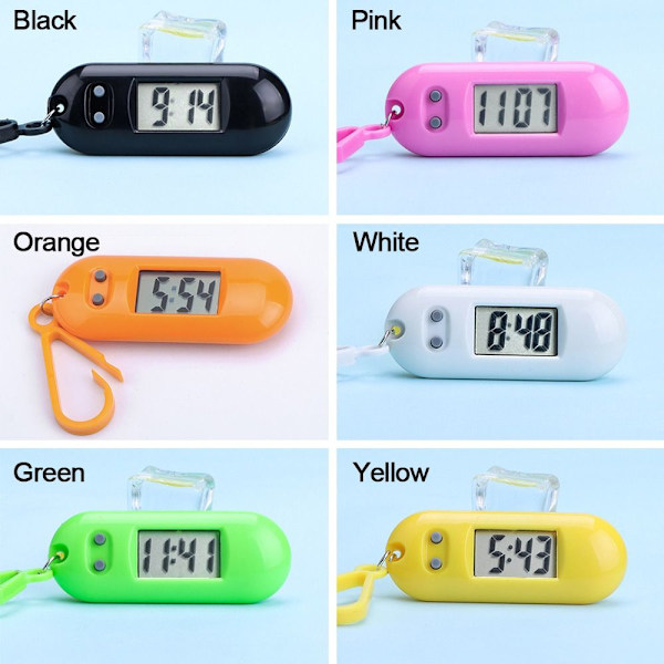 4st Elektronisk Klocka Nyckelring Elektronisk Oval Watch GUL Yellow