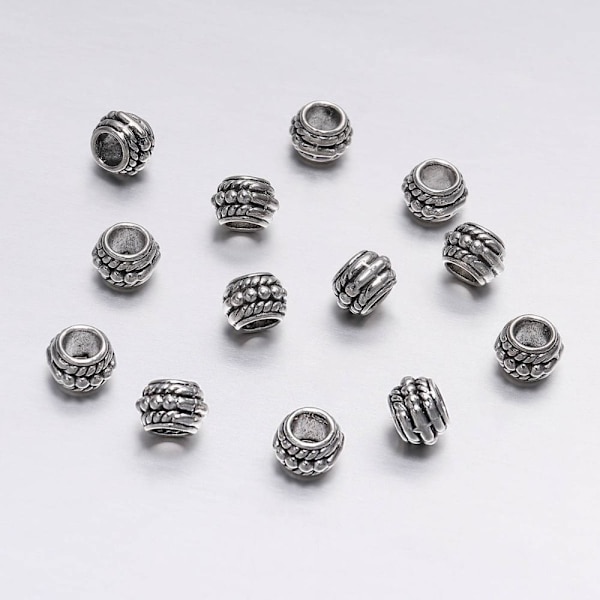 Antikk Sølv Stort hull Spacer Beads Europeiske Rondelle Beads