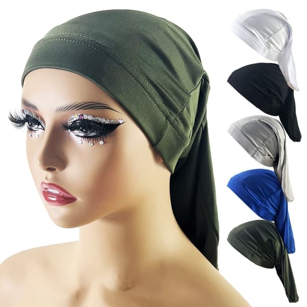 Elastisk pandebånd Cap Satin Head Wrap BLÅ blue