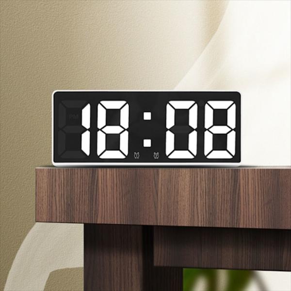 Digital Väckarklocka Skrivbordsklocka Temperatur Kalender Väckarklocka VIT White Black Shell-Black Shell
