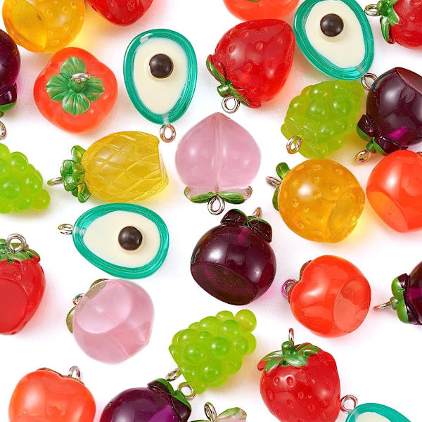 40 kpl 3D Resin Fruit Charms pieniä riipushelmiä