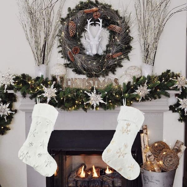 Julestrømpe Xmas Sokker SØLV Silver