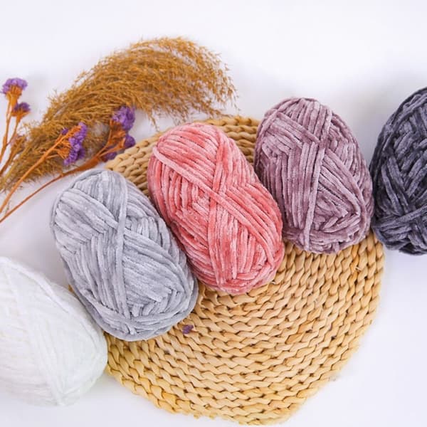 Chenille Sammet Garn Chunky Stickad Kardad Tråd GRÅ grey