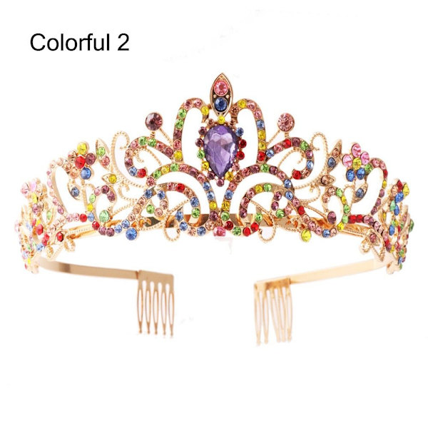 Silver Tiara Crown Crystal Pannband FÄRGIG 2 FÄRGIG 2 Colorful 2