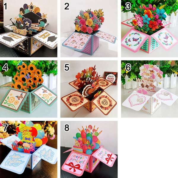 3D Pop-up buket papirblomster 3 3 3