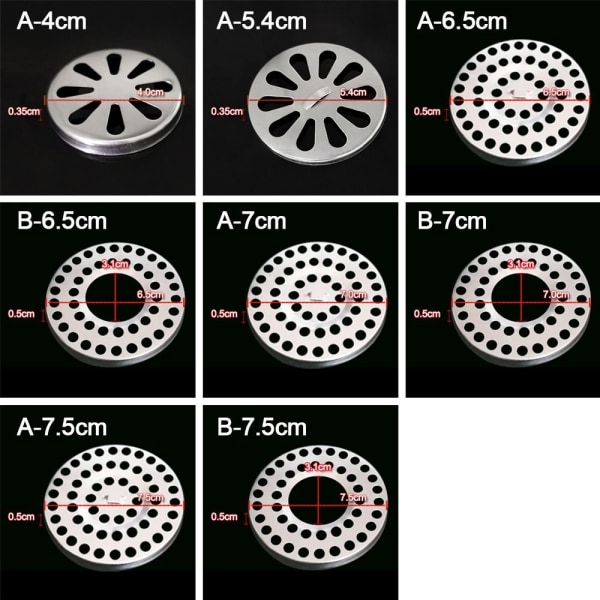 5 stk/sæt Gulvafløbsdæksel Vask Si A-7CM A-7cm