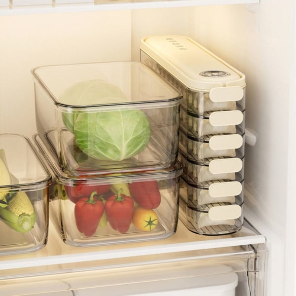 Dumpling Oppbevaringsboks Kjøleskap Fresh-keeping Box BEIGE FIVE Beige Five Layer-Five Layer