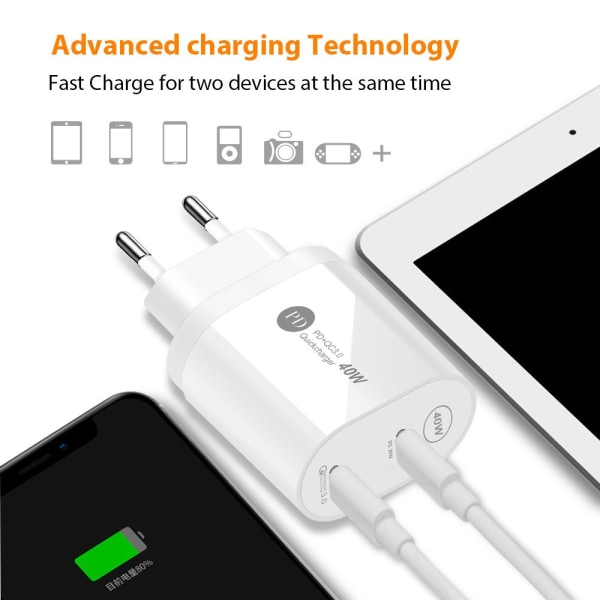 Snabbladdare Dual Port Plug SVART EU EU Black EU-EU
