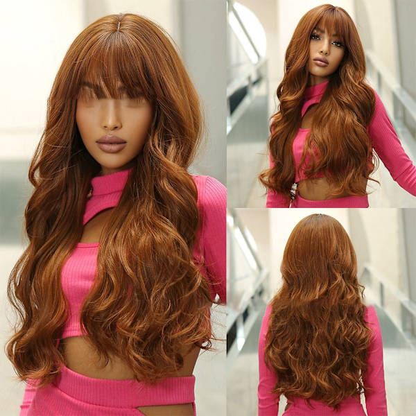Syntetisk peruk för kvinnor Värmebeständig Long Curly Big Wave Peruk 4 4