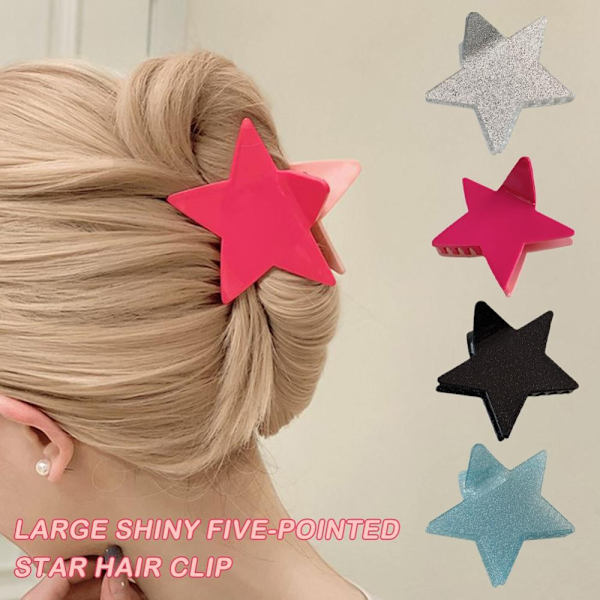 2 Stk Fem-Takkede Stjerne Hår Clip Shiny Star Hår Klo Clips Silver