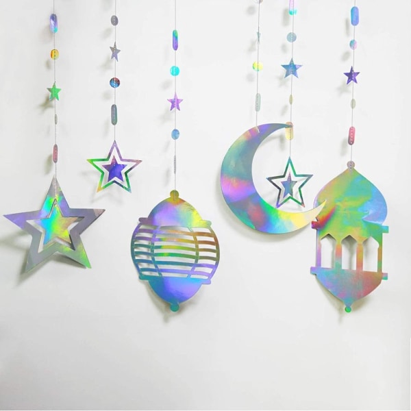 Eid Mubarak guld banner dekoration hängande stjärna månljus multicolor	