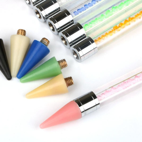 5 Stk Vokshodetips Rhinestones Gems Picker GUL Yellow