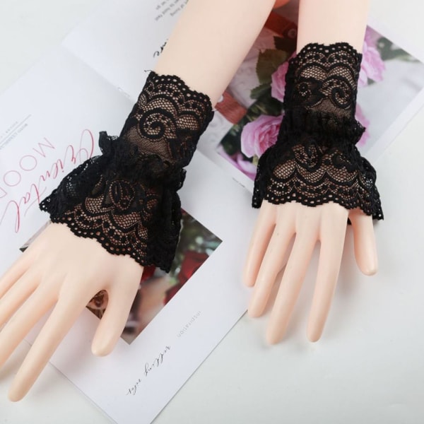 1Pair Fake Sleeve Irrotettavat hihansuut MUSTA black