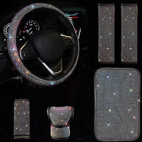Bil Rhinestones Rattdeksel Bil Suv Ratt Multicolor