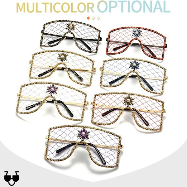 Rhinestone Mesh Glasses Y2K Solbriller C03 C03 C03