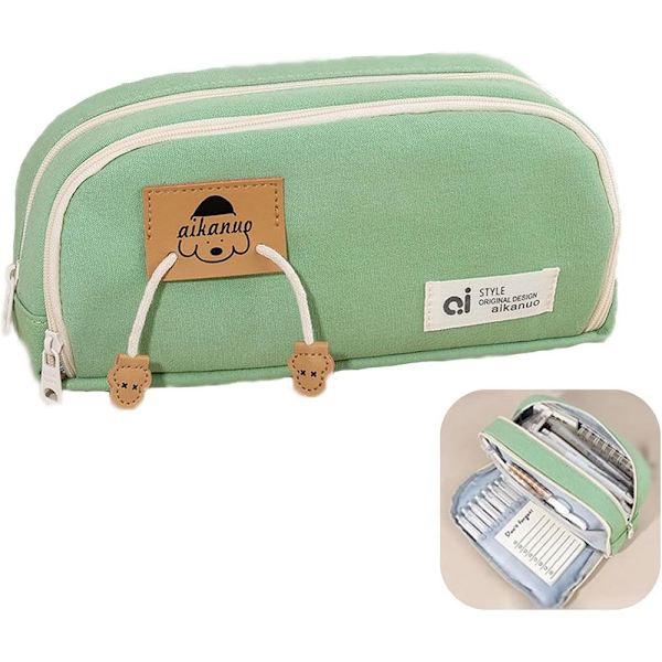 Kawaii Dog Pencil Tasker Canvas Pencil Pouch HVID white